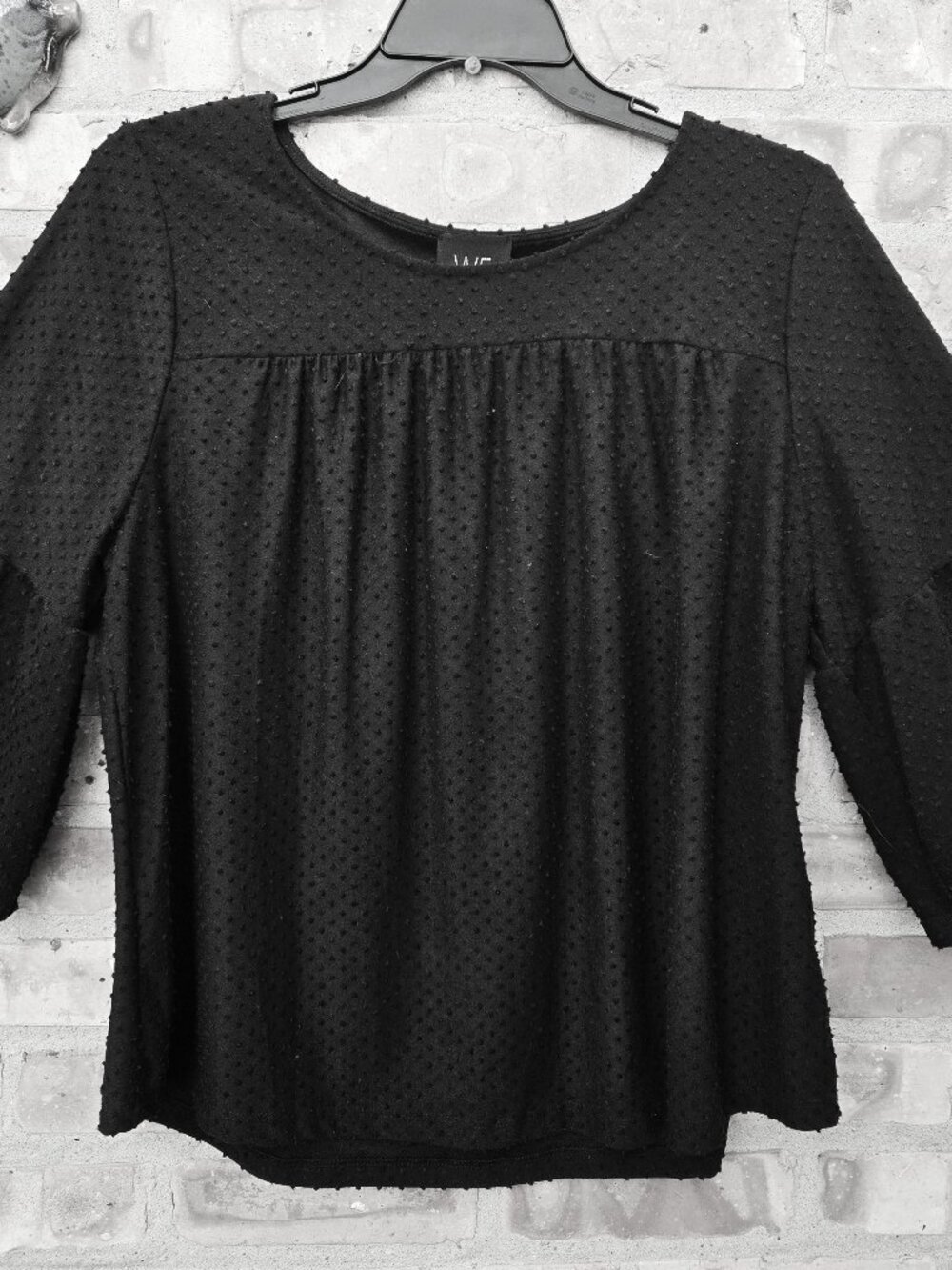 Dotted Swiss Black Bell Sleeve Blouse